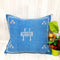 Blue Cactus Silk Pillow - Handmade Moroccan Lumbar Cushion (SP 1004)