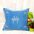 Blue Cactus Silk Pillow - Handmade Moroccan Lumbar Cushion (SP 1004)