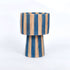 Striped Blue Raffia Table Lamp – Moroccan Handmade Natural Fiber Lampshade