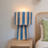 Striped Blue Raffia Table Lamp – Moroccan Handmade Natural Fiber Lampshade