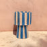 Striped Blue Raffia Table Lamp – Moroccan Handmade Natural Fiber Lampshade