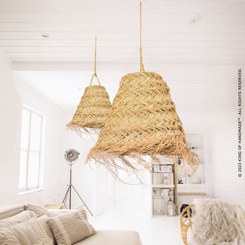 Boho Esparto Pendant Light – Handwoven Natural Moroccan Lamp