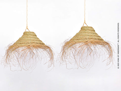 Esparto Lampshade Suspension - Boho Chic Bowl Pendant Light