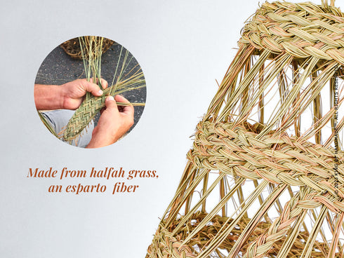 Boho Chic Bowl Pendant Light - Esparto Lampshade Suspension