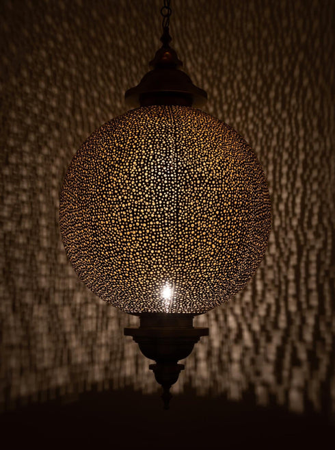 Boho Moroccan Brass Ceiling Lamp – Handmade Pendant Light (PL 1083)