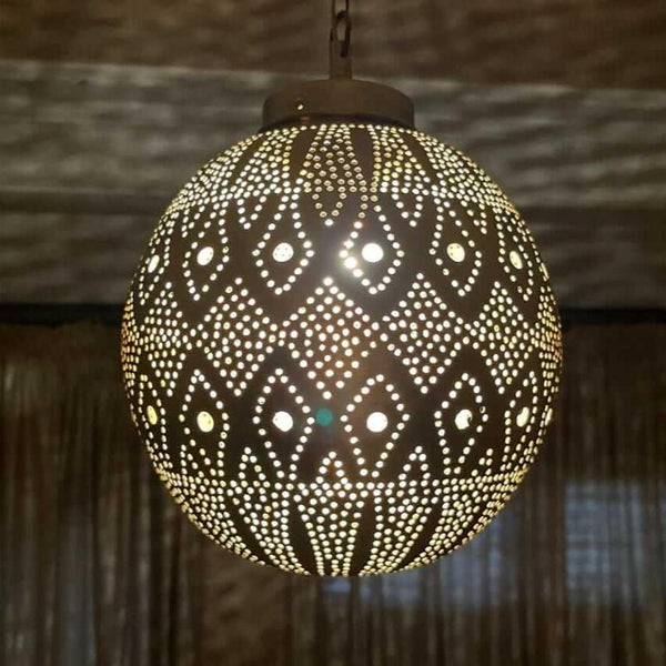 Moroccan Pendant Light – Filigree Openwork Brass Lamp Bedroom
