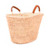 Boho Open-Weave Straw Basket Leather Handle & Unique Raffia Design