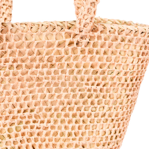 Boho Open-Weave Straw Basket - Full Raffia Detailing & Straw Handles