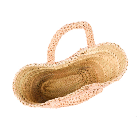 Boho Open-Weave Straw Basket - Full Raffia Detailing & Straw Handles