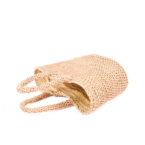 Boho Open-Weave Straw Basket - Full Raffia Detailing & Straw Handles