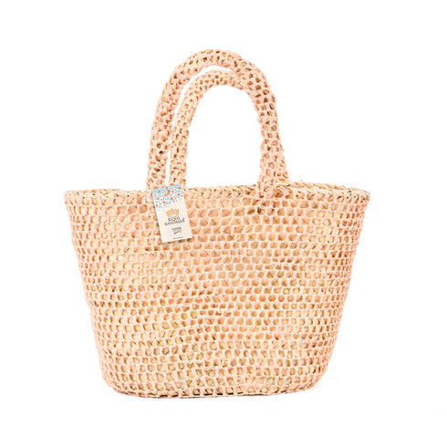 Boho Open-Weave Straw Basket - Full Raffia Detailing & Straw Handles