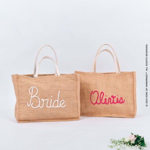 Monogrammed Oversized Burlap Tote Beach Bag - Ideal For Bachelorette Gifts For Bride!