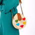 Charming Shoulder Bag with Colored Hearts and Flap Closure