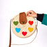 Charming Shoulder Bag with Colored Hearts and Flap Closure