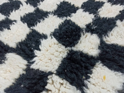 Checker Black & White Handmade Moroccan Berber Wool Rug