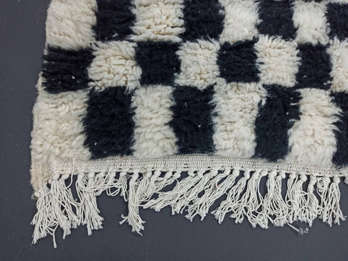 Checker Black & White Handmade Moroccan Berber Wool Rug