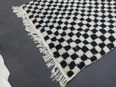 Checker Black & White Handmade Moroccan Berber Wool Rug
