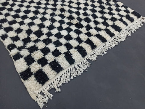 Checker Black & White Handmade Moroccan Berber Wool Rug