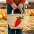 Kids Halloween Straw Basket – Carrot Embroidered Trick-or-Treat Tote
