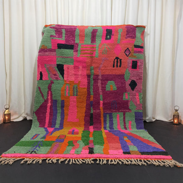 Moroccan Berber Rug – Multicolor Geometric Wool Handmade Wool Rug