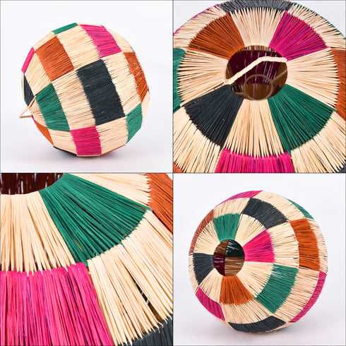 Colorful Round Raffia Lamp | Moroccan Handmade Ceiling Lampshade!