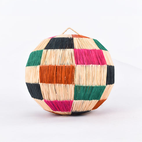 Colorful Round Raffia Lamp | Moroccan Handmade Ceiling Lampshade!