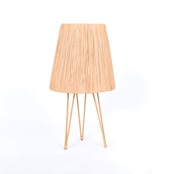 Moroccan handmade raffia table lampshade, Covered Raffia Cone Lamp | Bedside Shade