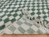Custom Green & White Checkered Moroccan Berber Wool Rug