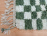 Custom Green & White Checkered Moroccan Berber Wool Rug