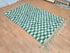 Custom Green & White Checkered Moroccan Berber Wool Rug