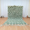 Custom Green & White Checkered Moroccan Berber Wool Rug