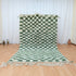 Custom Green & White Checkered Moroccan Berber Wool Rug