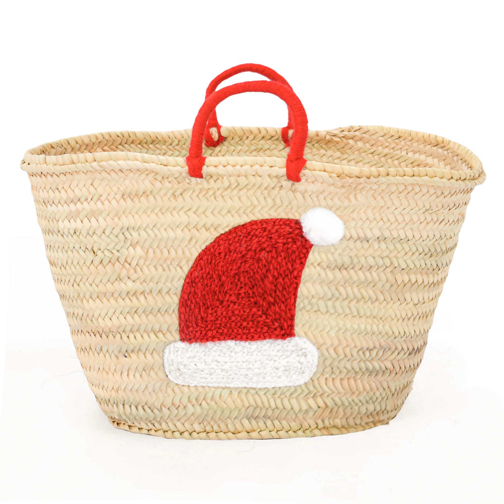 Personalized Santa Hat Xmas Straw Bag – Large