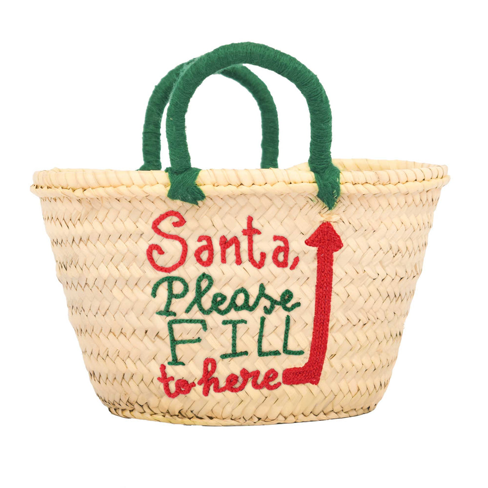 Personalized Santa Please Fill Straw Bag – Medium