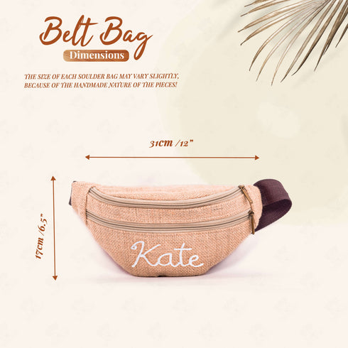 Custom Jute Belt Bag Personalized Bridesmaid Gift Bag For Women