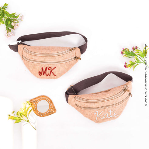 Custom Jute Belt Bag Personalized Bridesmaid Gift Bag For Women