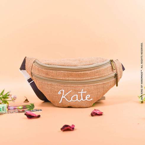 Custom Jute Belt Bag Personalized Bridesmaid Gift Bag For Women