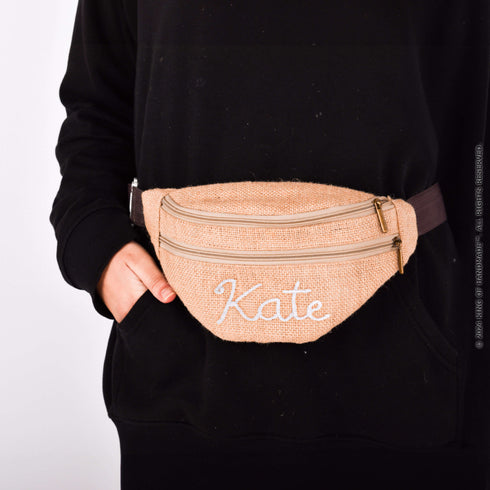 Custom Jute Belt Bag Personalized Bridesmaid Gift Bag For Women