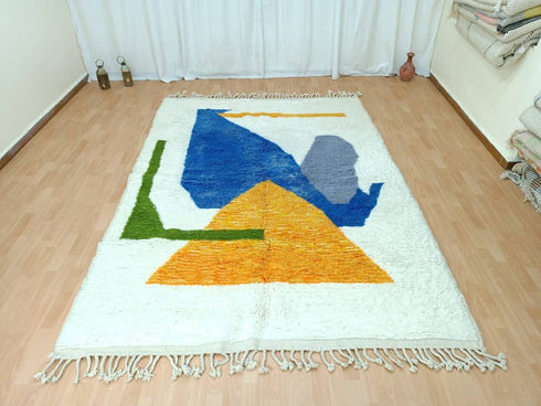 Custom White Beniourain Rug – Handmade Moroccan Carpet