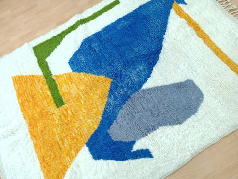 Custom White Beniourain Rug – Handmade Moroccan Carpet