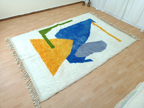 Custom White Beniourain Rug – Handmade Moroccan Carpet