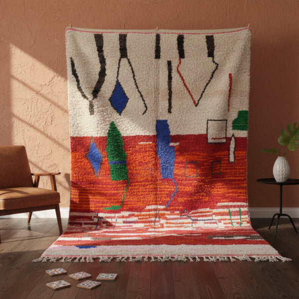 Introduce a dose of vibrant femininity and global flair to your home with this stunning Pink Moroccan Boujaad Rug.