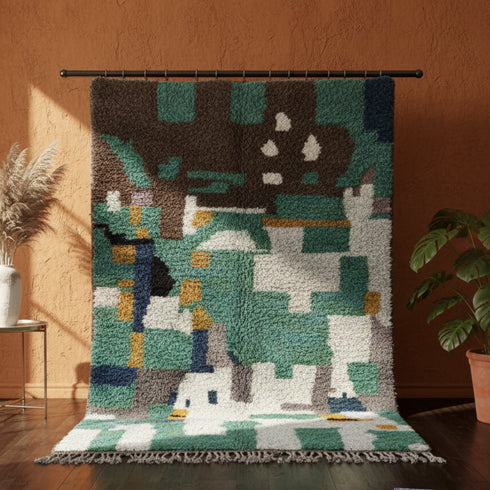 Colorful Beni Ourain Rug - Artistic Handmade Wool Area Rug