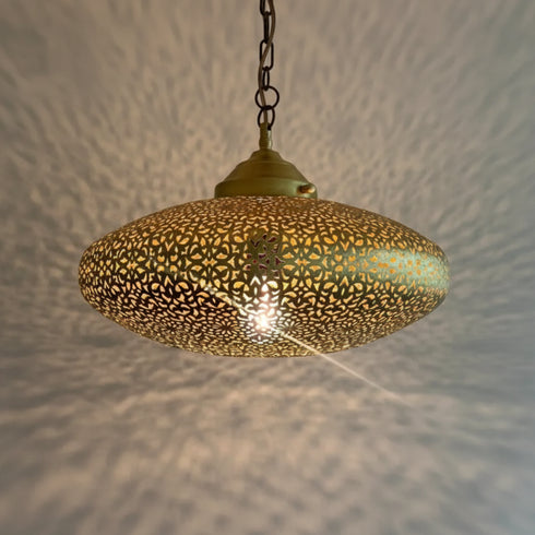 Floral Moroccan Brass Pendant Light - Handmade Shadow Lantern (pl-2024)