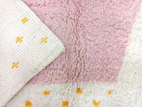 Dotted Wool Rug | Custom Handmade Berber Rug | Pink & Yellow