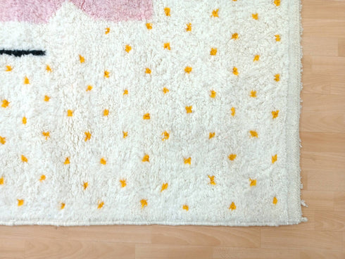 Dotted Wool Rug | Custom Handmade Berber Rug | Pink & Yellow