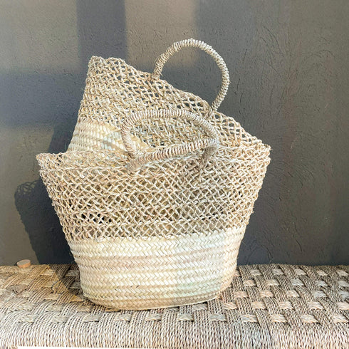 Eco-Friendly Doum Palm Woven Basket | Stylish Openwork Design