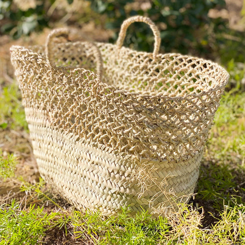 Eco-Friendly Doum Palm Woven Basket | Stylish Openwork Design