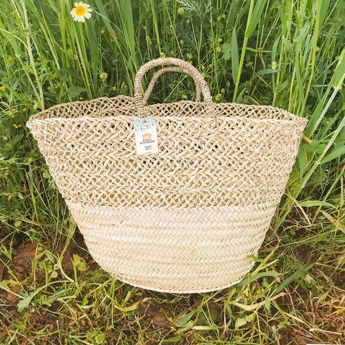 Eco-Friendly Doum Palm Woven Basket | Stylish Openwork Design