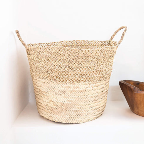 Eco-Friendly Doum Palm Woven Basket | Stylish Openwork Design